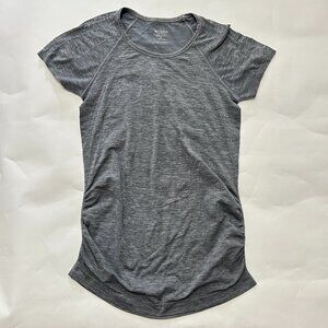 Athleta Speed Light Heathered Tee sz S Gray Ruched Sides Short Sleeve Fitted Gym